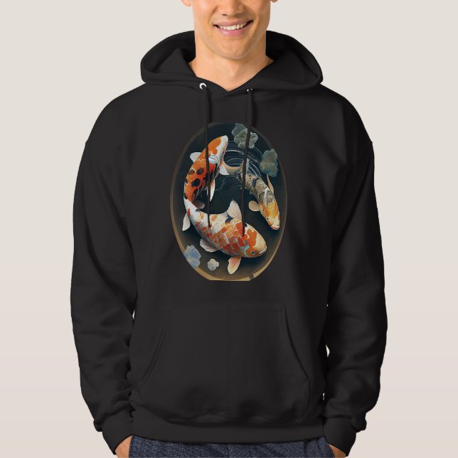 koi carp fish in a pond graphic painting koi fish hoodie (Vorderseite)