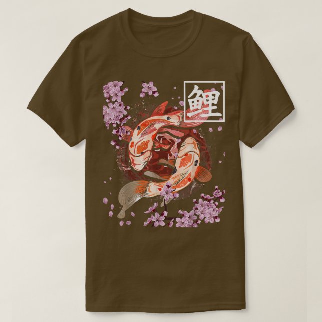 Koi Carp Fish Japanese Sakura Cherry Blossom for K T-Shirt (Design vorne)