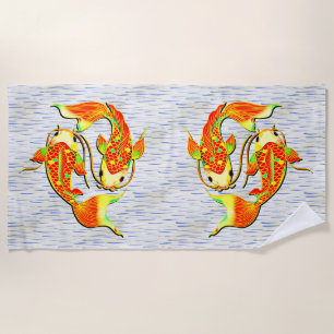 Koi Carp Fish Orange Green Strandtuch