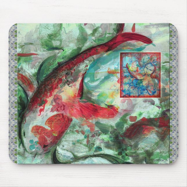 Koi Carp Fish Painting Mousepad (Vorne)