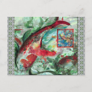 Koi Carp Fish Painting Postkarte