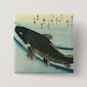 Koi (Carp) - Hiroshige japanische Fischdruckerei Button