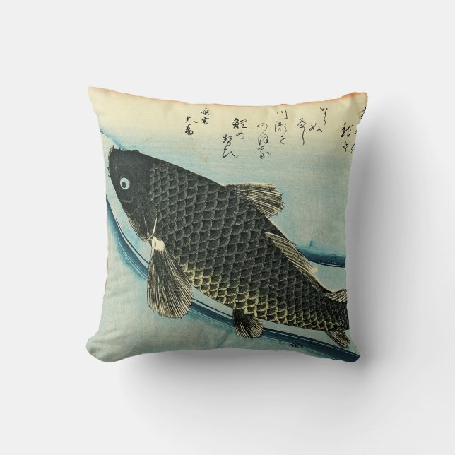 Koi (Carp) - Hiroshige japanische Fischdruckerei Kissen (Vorderseite)