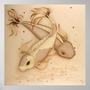 Koi Carp japanische Fische Malerei Art Print Poster