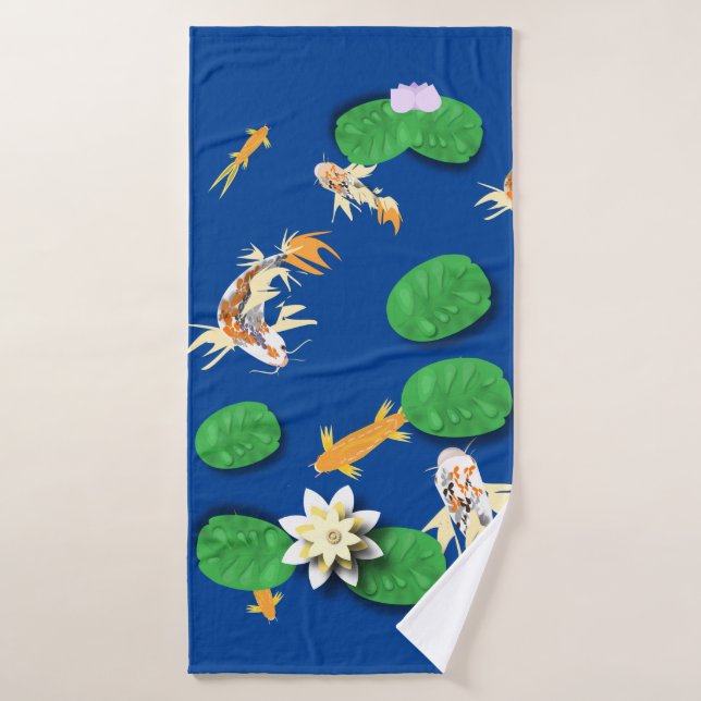 Koi Carp und Water Lily Badhandtuch Set (Badehandtuch)
