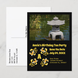 Koi Cartoon Birthday Tea Party Foto Einladungspostkarte