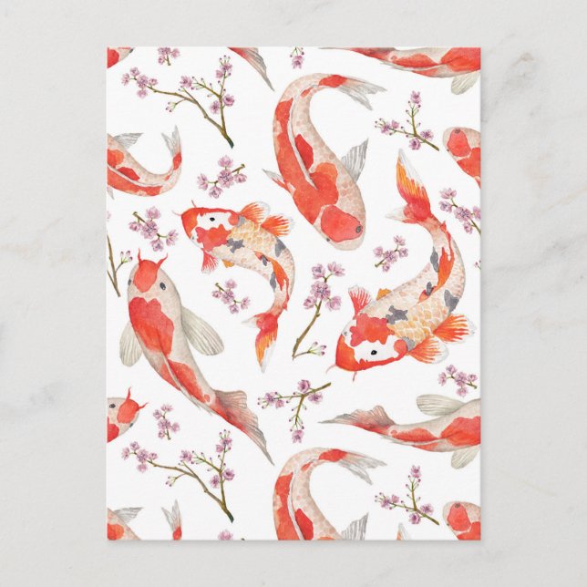 Koi Cherry Blossom Pattern Postkarte (Vorderseite)