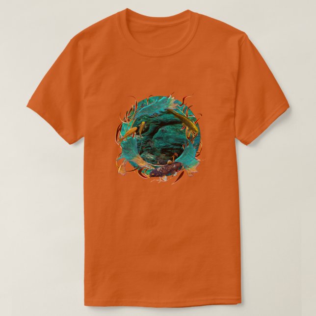 Koi-Fisch "FRIEDLICH SCHWIMMEND" T-Shirt (Design vorne)