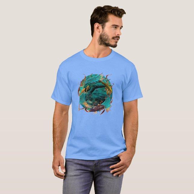 Koi-Fisch "FRIEDLICH SCHWIMMEND" T-Shirt (Vorne ganz)