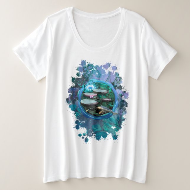 Koi Fisch GEBOREN VON DRAGONFLY (Splash) Große Größe T-Shirt (Design vorne)