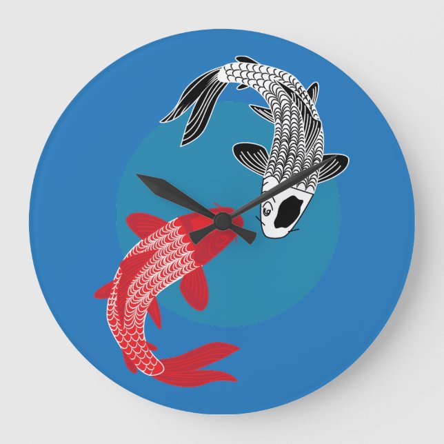 Koi-Fisch Große Wanduhr (Vorderseite)