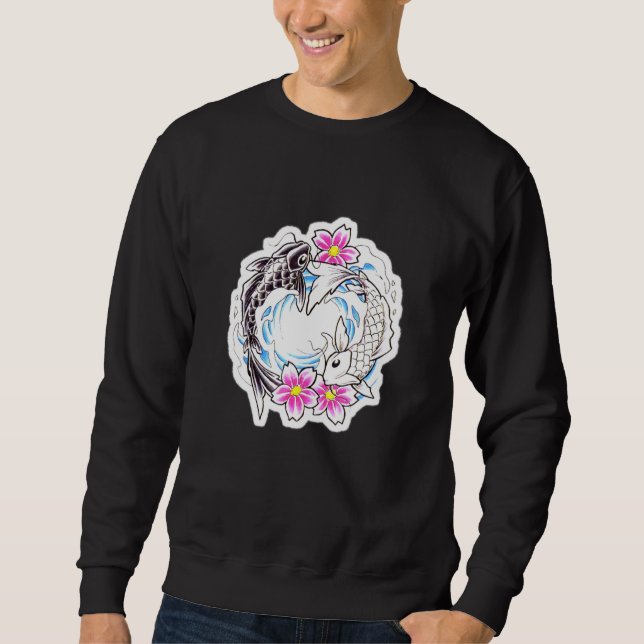 Koi Fisch in Liebe Yin und Yang Sweatshirt (Vorderseite)