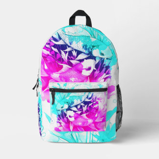 Koi Fisch in Rosa und Blau Bedruckter Rucksack