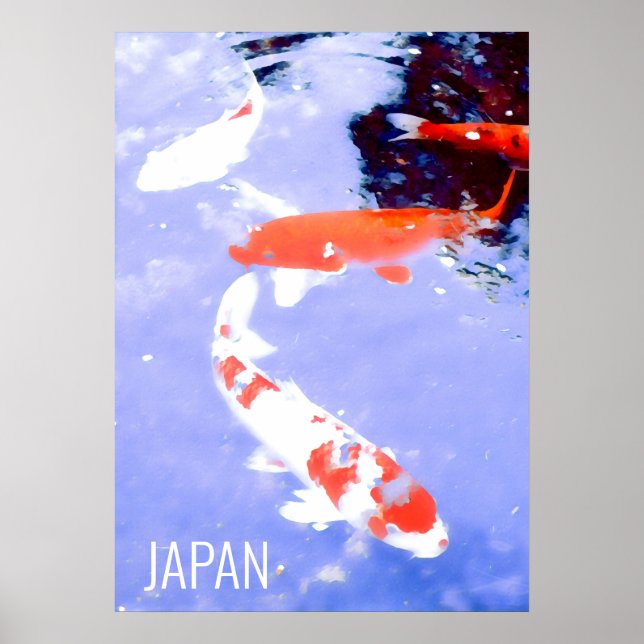 Koi Fisch in Teichen Japan Reisedruck Poster (Vorne)