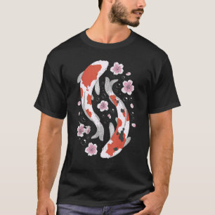 Koi-Fisch Japanische Kirschblüten-Grafik T-Shirt