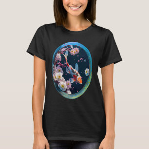 Koi-Fisch Karpfen Kirschblüten Fisch Objektiv Foto T-Shirt