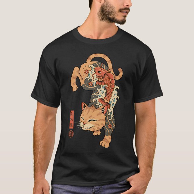 Koi-Fisch-Katze Irezumi T-Shirt (Vorderseite)