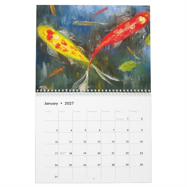 Koi Fisch-Kunst-Kalender Kalender (Jan 2027)