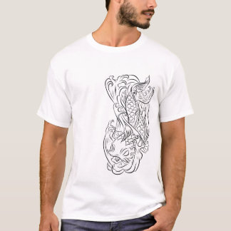 Koi Fisch-Linie Reihe 2 der Kunst-T T-Shirt
