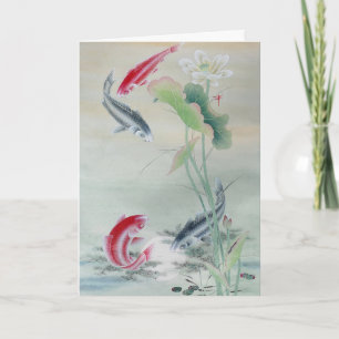 Koi-Fisch mit Lotus - Magnetkarte Karte