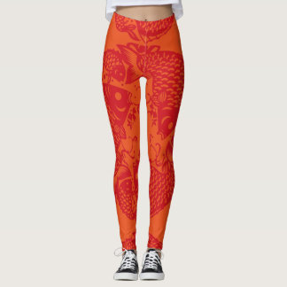 Koi Fisch-Mode-asiatische Kunst Papercut Leggings