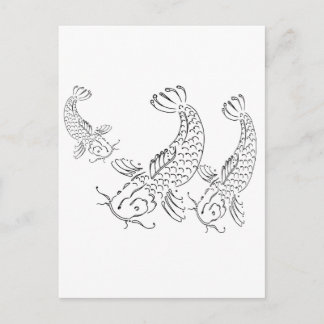 Koi Fisch Modernes Design Schwarz-weiß Postkarte
