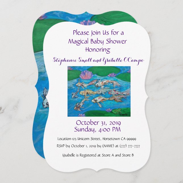 Koi Fisch-niedliche wildes Einladung (Vorne/Hinten)