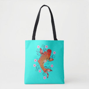 Koi Fisch orientalisch orange türkis floral elegan