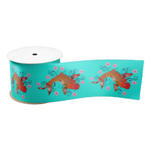 Koi Fisch orientalisch orange türkis floral elegan Satinband