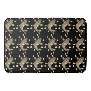 Koi Fisch orientalisch schwarz und gold floral ele Badematte