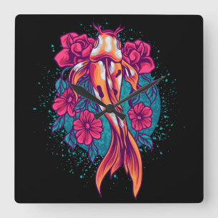 Koi-Fisch Quadratische Wanduhr