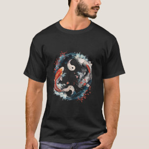Koi-Fisch Sakura Kirschblüten-Saison Yin Yang Asi T-Shirt