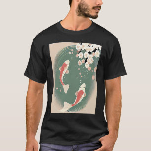 Koi Fisch schwimmen im Teich mit Kirschblütenfluss T-Shirt
