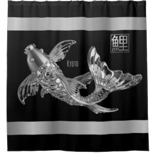 Koi-Fisch - Silberner Glasfisch - Duschvorhang