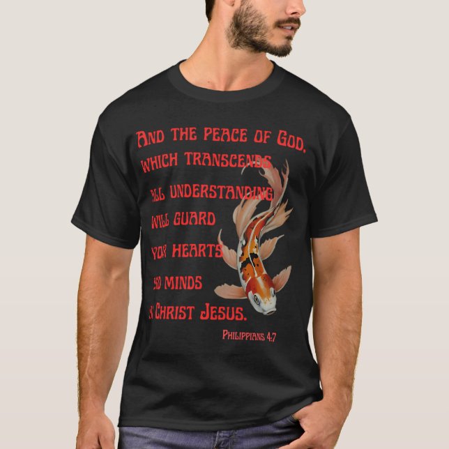 Koi-Fisch und Bibelvers T-Shirt (Vorderseite)