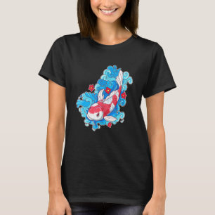 Koi Fisch und Blume Japanischer Karpfen T-Shirt