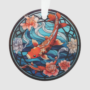 Koi Fisch und Kamelien im asiatischen Stil aus gef Ornament