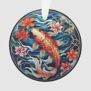 Koi Fisch und Kamelien im asiatischen Stil aus gef Ornament