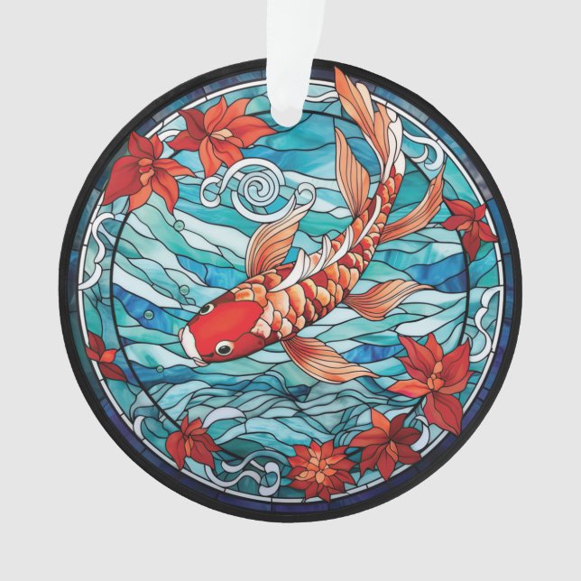 Koi Fisch und Kamelien im asiatischen Stil aus gef Ornament (Vorderseite)