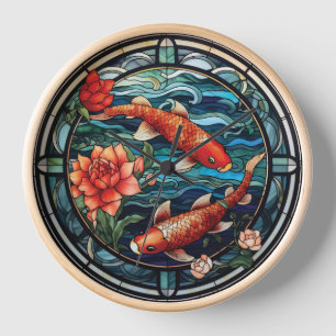 Koi Fisch und Kamelien im asiatischen Stil aus gef Uhr