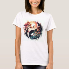 Koi-Fisch und Kirschblüten Yin Yang T-Shirt