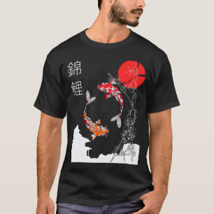 Koi-Fisch- und Kirschblütenkunst mit roter japanis T-Shirt