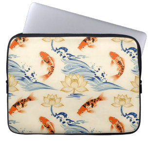 Koi-Fisch und Lotus nahtloses Muster Laptopschutzhülle
