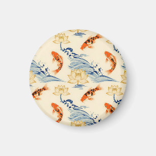 Koi-Fisch und Lotus Nahtloses Muster Magnet