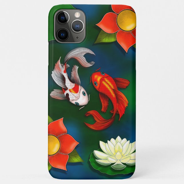 Koi-Fisch und Weißer Lotus-Lily-Pad-Teich Case-Mate iPhone Hülle (Rückseite)