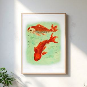 Koi-Fisch Vintage Japanische Kunst Poster