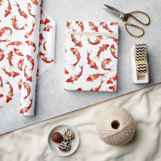 Koi-Fisch-Wasserfarbenmuster Geschenkpapier (Kunsthandwerk)