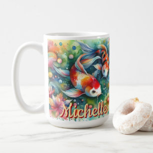 Koi Fisch Whimsisches Wasser Orange Personalisiert Kaffeetasse