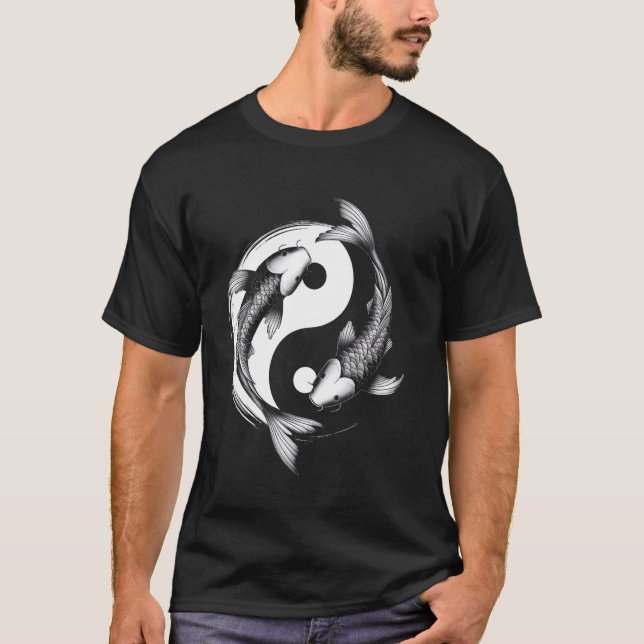 Koi-Fisch Yang Symbol Design Grafik T-Shirts (Vorderseite)