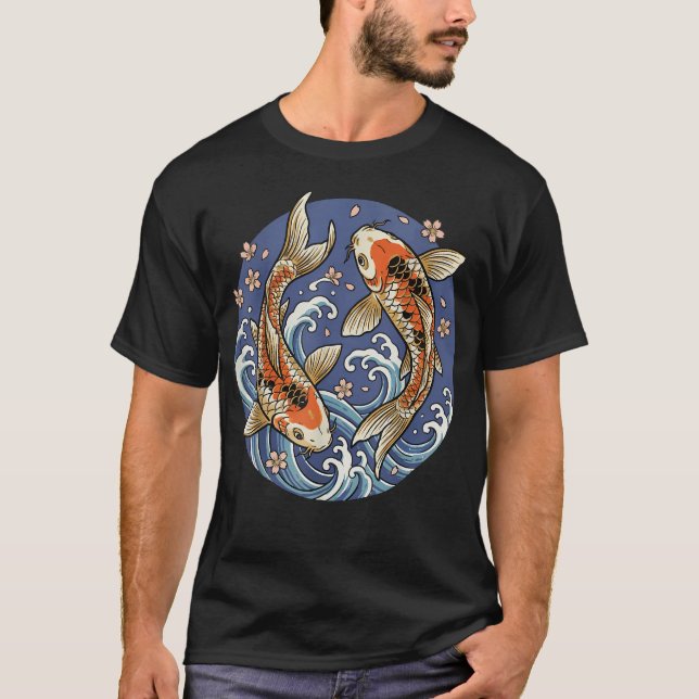 Koi-Fisch Yin Yang T-Shirt (Vorderseite)